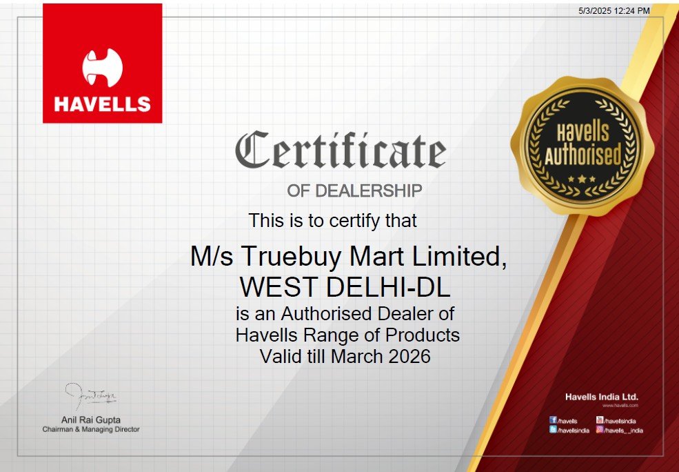 Certificate Havells